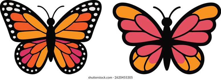 Cute Cartoon Butterfly Vector , Colorful Butterfly Cartoon Illustration , Happy Cartoon Butterfly Collection , Cartoon Butterfly Art 