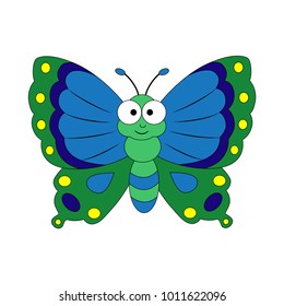 Cute cartoon butterfly. Vector illustration isolated on white background