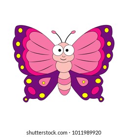 Cute cartoon butterfly. Vector illustration isolated on white background