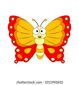 Cute cartoon butterfly. Vector illustration isolated on white background