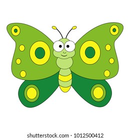 Cute cartoon butterfly. Vector illustration isolated on white background