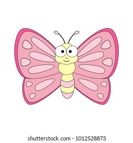 Cute cartoon butterfly. Vector illustration isolated on white background