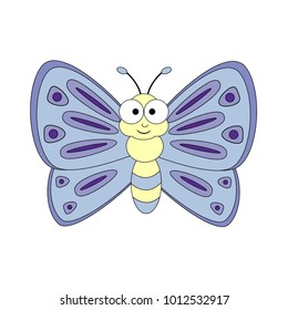 Cute cartoon butterfly. Vector illustration isolated on white background