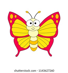 Cute cartoon butterfly. Vector illustration isolated on white background