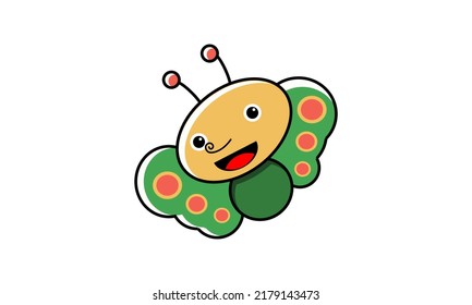 cute cartoon butterfly in vector illustration