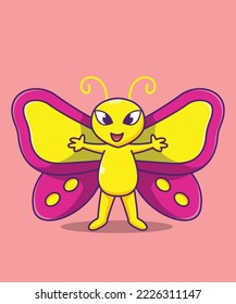 Cute cartoon butterfly vector illustration
