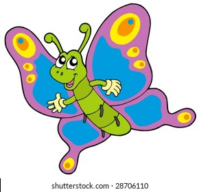 Cute cartoon butterfly - vector illustration.