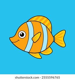 Cute Cartoon Butterflyfish Illustration – Vibrant Marine Vector Art for Kids