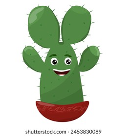 A cute cartoon cactus with big, googly eyes and a friendly smile