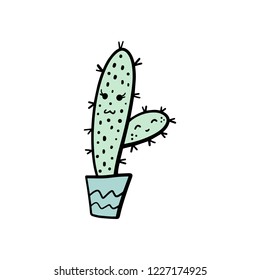 Cute cartoon cactus character with baby vector illustration.