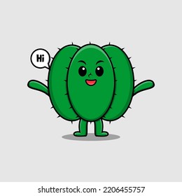 Cute cartoon Cactus character with happy expression in modern style design illustration