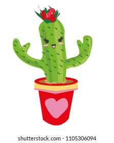 Cute cartoon cactus. Childish print for nursery.