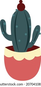 cute cartoon cactus with flowers on it that looks unique in a pretty pink pot