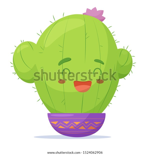 Cute Cartoon Cactus Girl Vector Illustration Stock Vector (Royalty Free ...