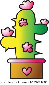 Cute cartoon cactus illustration, cactus icon