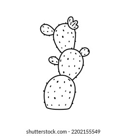 Cute cartoon cactus isolated on white background. Vector hand-drawn illustration in doodle style. Perfect for cards, logo, decorations, various designs. Botanical clipart.