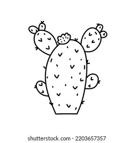 Cute cartoon cactus isolated on white background. Vector hand-drawn illustration in doodle style. Perfect for cards, logo, decorations, various designs. Botanical clipart.
