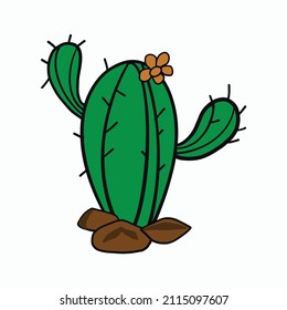 lindo caricatura cactus sobre la imagen de la naturaleza de piedra personaje de arte colección mexicana 