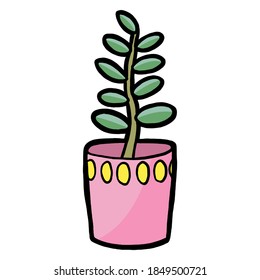 Cute cartoon cactus on white silhouette for cut file. Doodle hand drawn nursery decoration for any design. Great for child greeting card. Vector illustration of kid art.