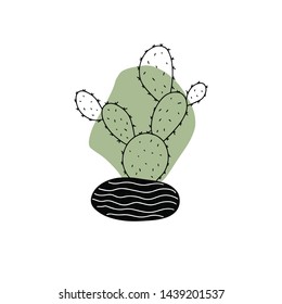 Cute cartoon cactus and succulents drawing. Cacti doodle illustration. can be used for cards, invitations or like sticker