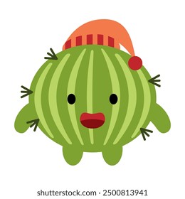 cute cartoon cactus and succulents with funny happy faces, expression vector illustration