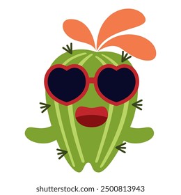 cute cartoon cactus and succulents with funny happy faces, expression vector illustration