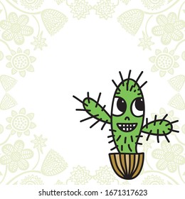 Cute cartoon cactus. Vector illustration