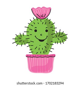 Cactus de dibujos animados. Ilustración del vector