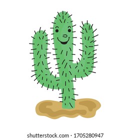 Cute cartoon cactus. Vector illustration