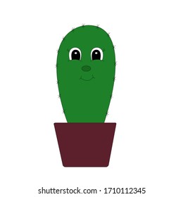 Cute cartoon cactus. Vector illustration.