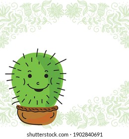 Cute cartoon cactus. Vector illustration