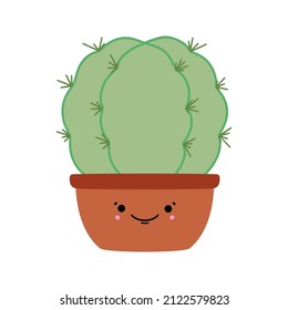 Cute cartoon cactus. Vector illustration, isolated on a white background. Scandinavian style flat design. Concept for children print.