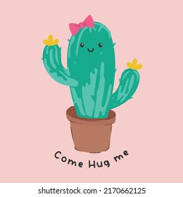 ilustración vectorial de cactus de dibujos animados bonitos