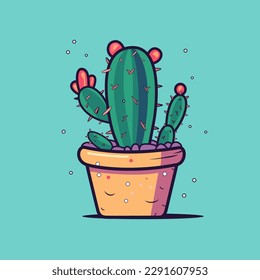Cute cartoon cactus. Vector Illustration EPS10