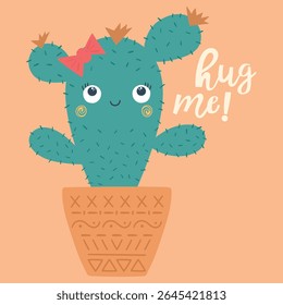 Ilustración vectorial linda del cactus de la historieta