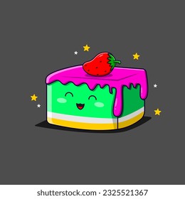 Cute cartoon cake with strawberry