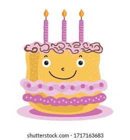 Cute Cartoon Kuchen. Vektorillustration