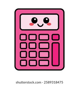 A cute cartoon calculator with a big smile and friendly eyes. This fun and playful illustration is perfect for educational materials, kids projects. Vector illustration.