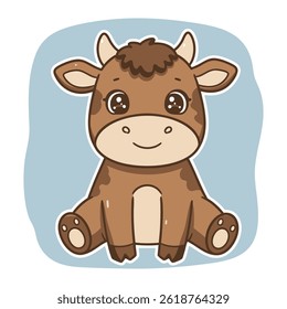 Bonito Desenho Animado Bezerro Adorável Baby Cow Personagem Sentado