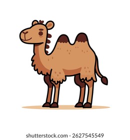 Ilustração de Camelo de Desenho Animado Bonito no Tema do Deserto com Design de Cor Marrom