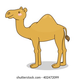 Cute cartoon camel isolated on white background. Vector illustration