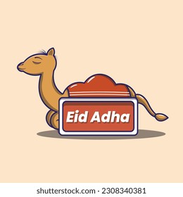 Cute cartoon of camel vector illustration icon isolated. can used in manys ways (sticker, flyer, banner, etc.) especially on event eid adha.