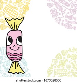 Cute cartoon candy. Vector illustration