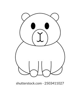 Cute cartoon Capybara in black and white