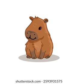 cute cartoon capybara isolated on white background. Animal in flat style. Vector
