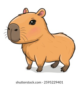 Cute Cartoon Capybara isolated on a white background