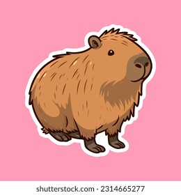 Dibujo gráfico lindo capybara kawaii vector ilustración. Vector animal aislado. Pegatina aislada al estilo de dibujos animados planos.