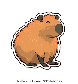 Dibujo gráfico lindo capybara kawaii vector ilustración. Vector animal aislado. Pegatina aislada al estilo de dibujos animados planos.