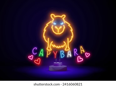 Cute cartoon capybara kawaii vector illustration. Isolated animal vector.