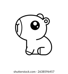 Cute Cartoon Capybara Outline for Coloring Book or Kids Design. Kawaii Style Animal Art.